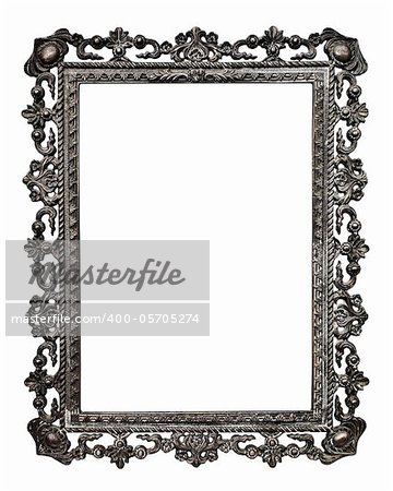 Old metallic picture frame  (No#13), isolated on white background (detailed clipping paths included,  selection made using pen tool at 200%-300%view)