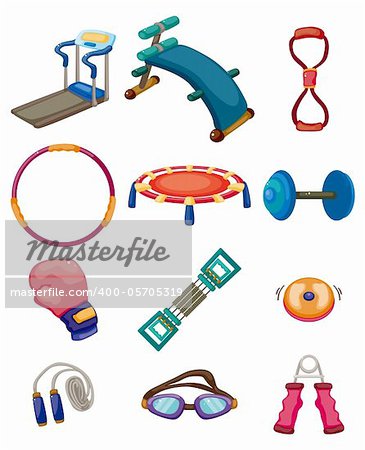 cartoon Fitness Equipment icons