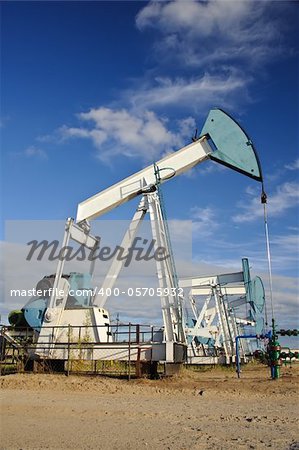 Pump jack. Extraction of oil in Western Siberia, Russia.