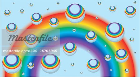 Background for a business card with a rainbow and drops - vector eps8