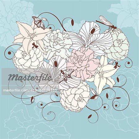 abstract romantic lovely floral heart vector illustration