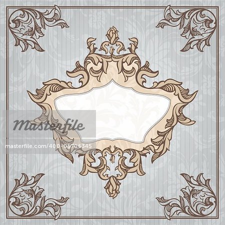 abstract retro vintage floral frame vector illustration