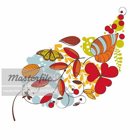 abstract cute floral autumn card vector illustration