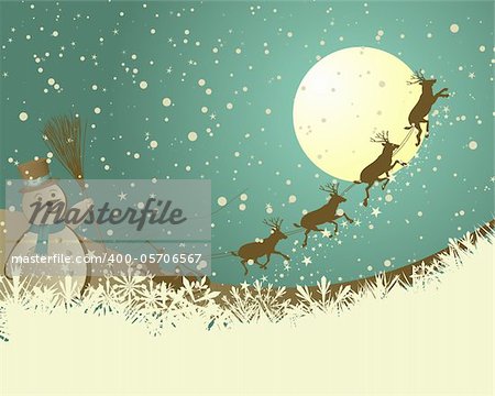 Vintage retro vector Christmas (New Year) card for design use