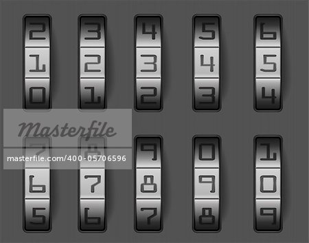 illustration of a combination lock with different numbers, eps 8 vector
