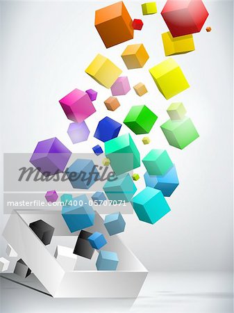 Vector - Colorful Flying Cubes Background