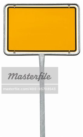 yellow blank sign (clipping path) isolated on white