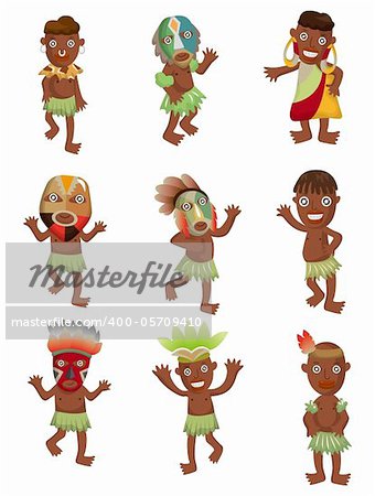 cartoon Africa Indigenous icons