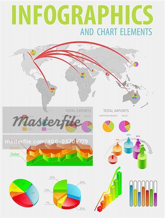 Infographic set with colorful charts. Vector illustration