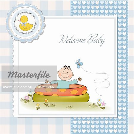 baby  a small pool . shower announcement card