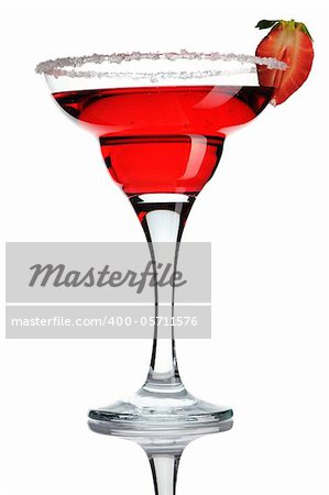 Strawberry Margarita cocktail isolated on white