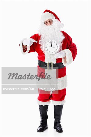 Santa Claus with clock isolated
