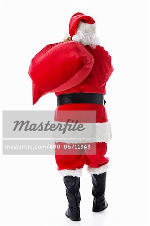Santa Claus with a bag of isolated