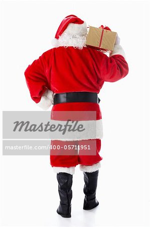 Santa Claus with a gift isolated