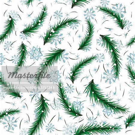 Winter snowflake and fir brunch seamless pattern. For easy making seamless pattern just drag all group into swatches bar, and use it for filling any contours.