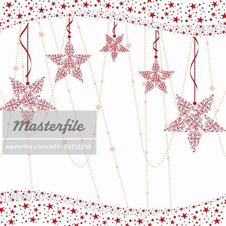 Abstract elegance red christmas snowflake star greeting card