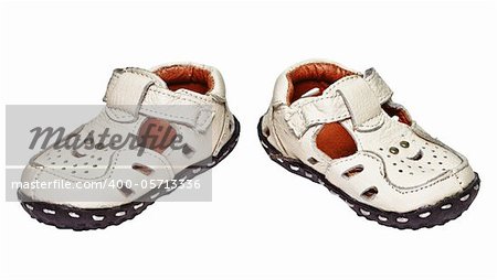 Baby shoes made ??of genuine leather isolated on white background
