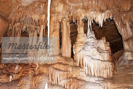 Javorice caves are located in central Moravia, about 10 miles west of Litovel city. Underground cave system Javorice a complex of corridors, domes and divides. Cave excel beautiful stalactite formations.  Javorice, Moravia, Czech republic.