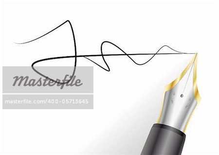 illustration of a fountain pen with signature