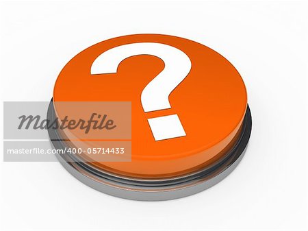 3d button orange with question mark sign