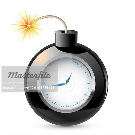 Clock in a bomb. Illustration on white background