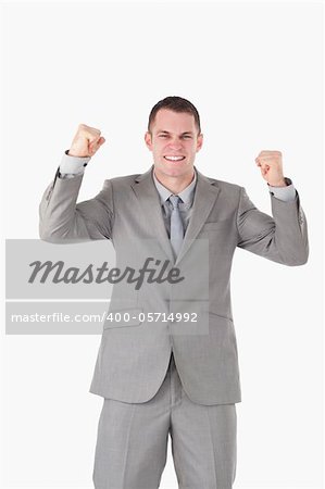 Portrait of a successful young businessman against a white background