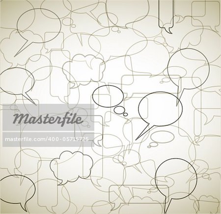 Vector vintage background made from speech bubbles - outlines and borders