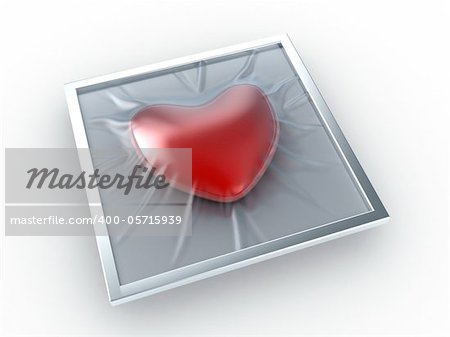 The heart sealed in transparent packing