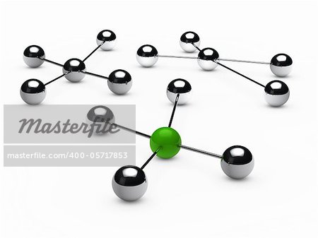 Leadership concept with green sphere and chrome