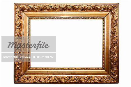 old painting frame, golden, isolated on white (No#2)(clipping paths included)