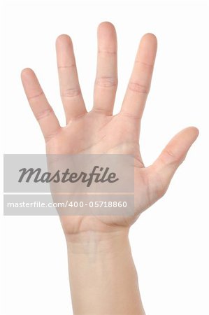 Human hand isolated on white background