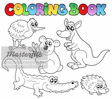 Coloring book Australian animals 1 - vector illustration.