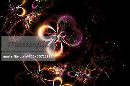 Flower fractal on a black background