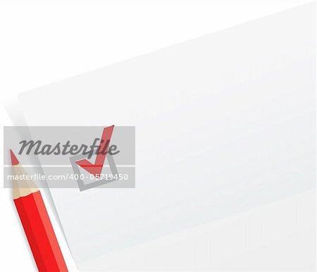 Close-up of checklist with a red pencil, vector illustration