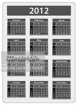 Vector calendar for 2012 year