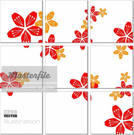 Vector Illustration geometrical mosaic pattern with flower image