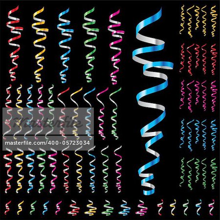 Set of ribbons. Illustration on black background for design