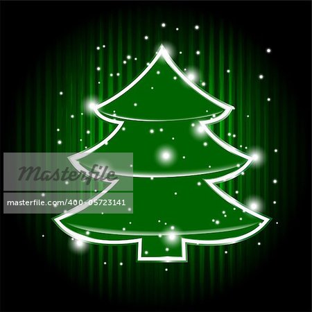 eps 10, vector christmas tree and stars on abstract grunge background with stripes