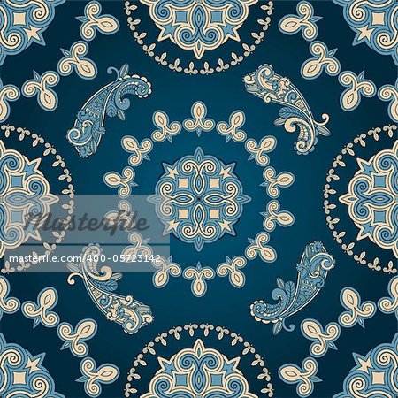 vector seamless paisley pattern in blue