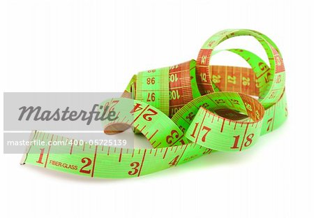 Roll of measuring tape isolated on white background