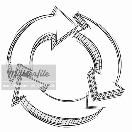 Vector doodle of three circular arrows