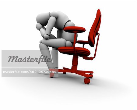 Super high resolution 3D Mannequin Sitting on chair in red.
