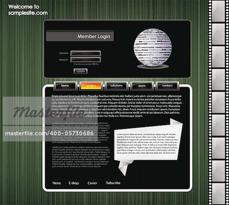vector web site for company webdesign with green background, 3d ball and origami