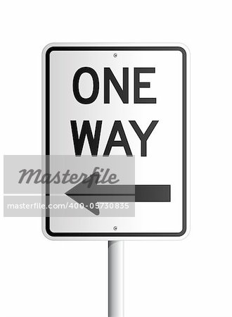 Isolated One Way black and white rectangular board