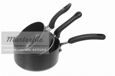 Stack of Cooking Pots on White Background