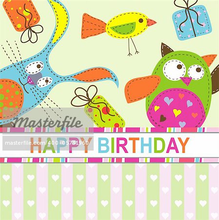 Template birthday greeting card, vector illustration