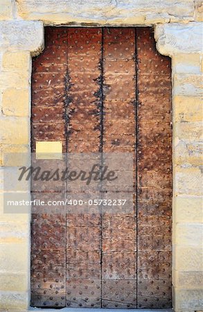 Wooden Ancient Italian Door in Historic Center of Arezzo