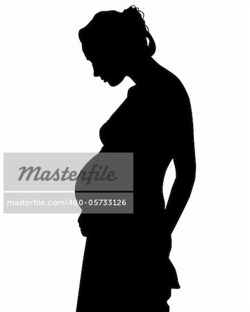 silhouette of pregnant woman on a white background
