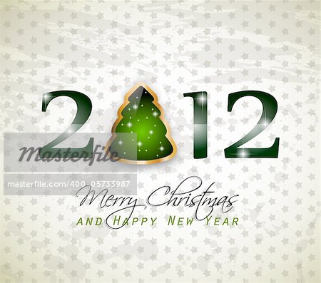 Elegant greetings background for flyers or brochure for Christmas or New Year Events with a lovely tree.