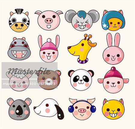 cartoon animal face icons